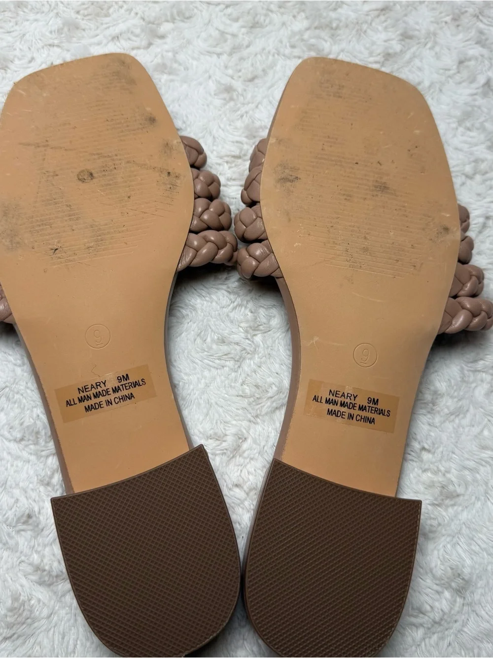 Braided Strap Slide Sandals in Taupe for Women